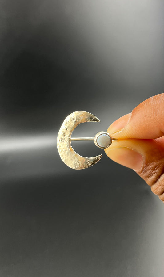 Opal Moon Ring: Size 7.5-9
