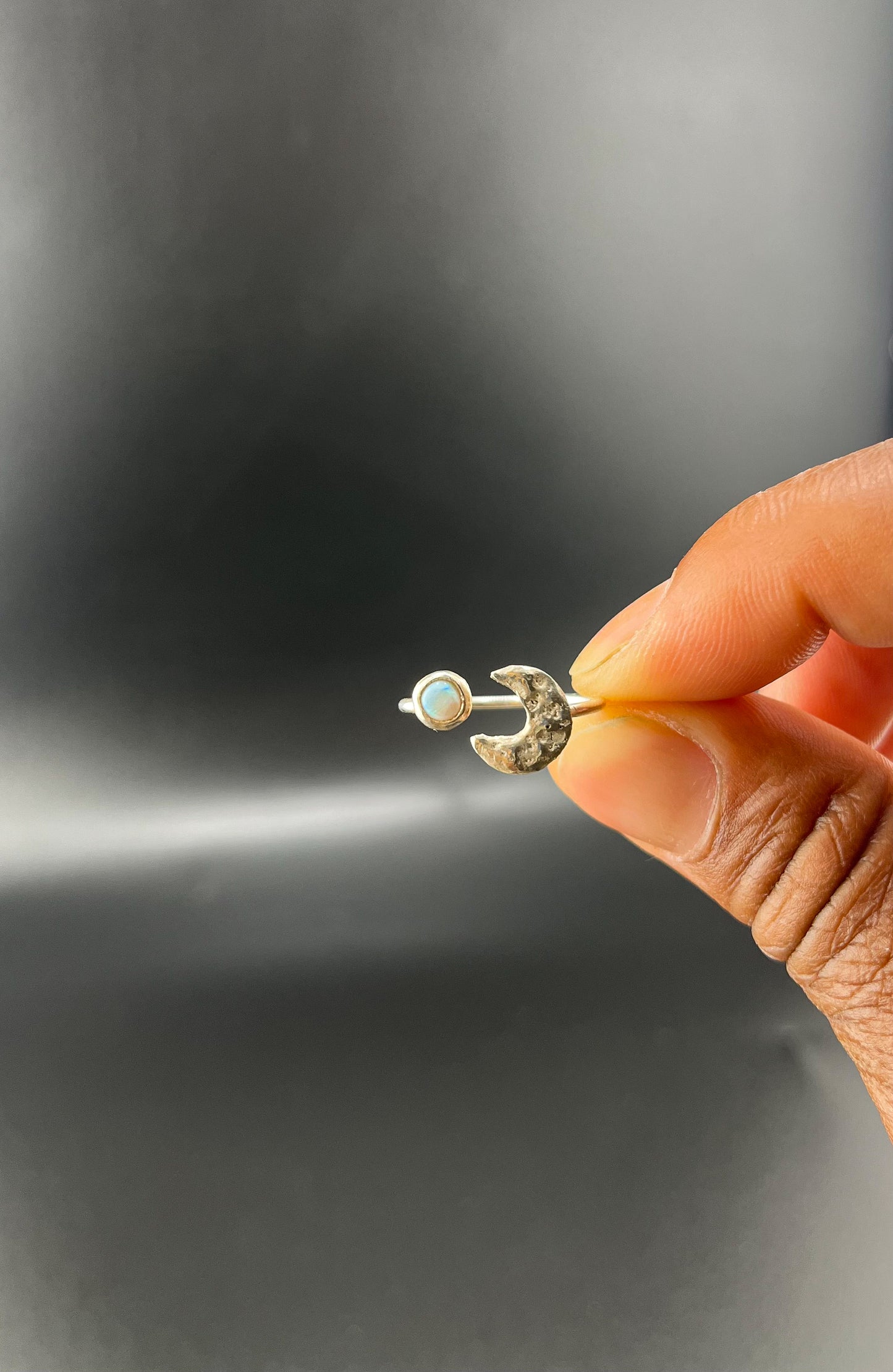 Adjustable Moon Ring: Size 5-6