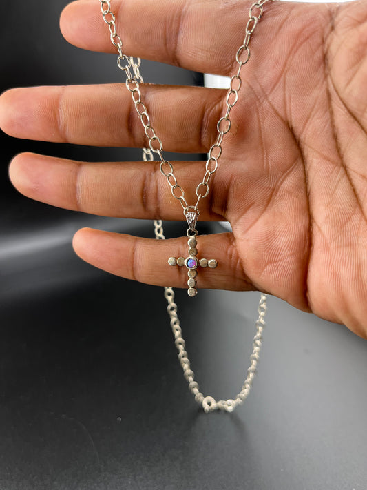 Pink Opal Cross Necklace